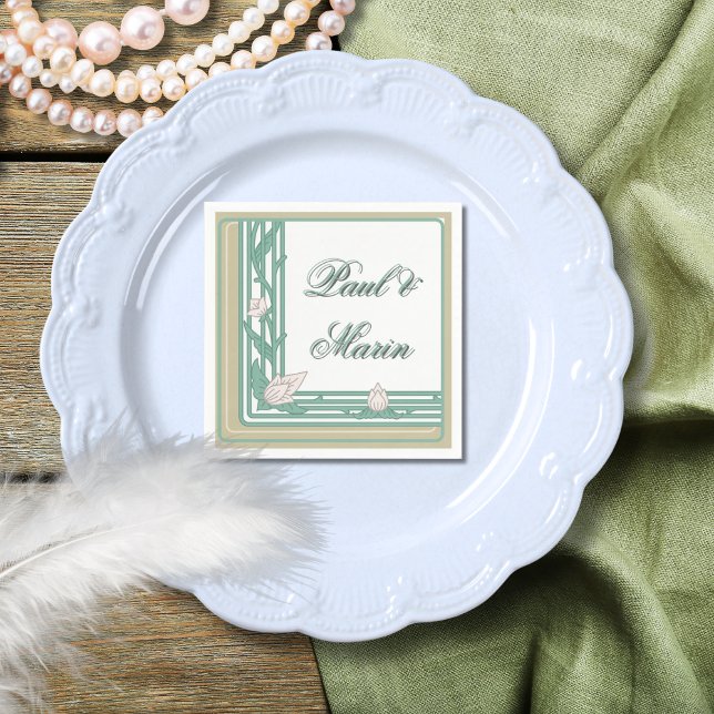 Guardanapo De Papel William Morris Art Deco Vines Verdes Florais (Criador carregado)