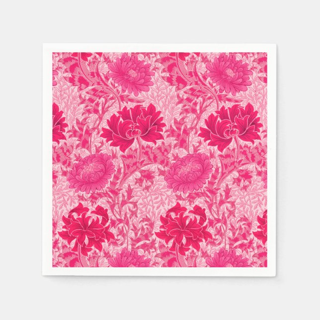 Guardanapo De Papel William Morris Chrysanthemums, Fuchsia Pink (Frente)