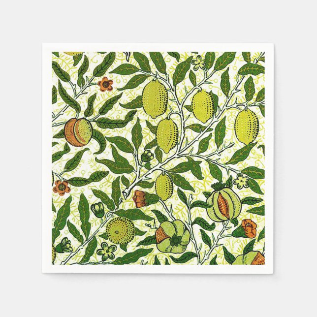 Guardanapo De Papel William Morris Exotic Fruta, Lemon Yellow (Frente)