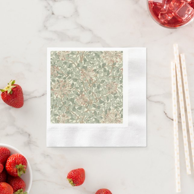 Guardanapo De Papel William Morris Honeysuckle Green Floral (Insitu)