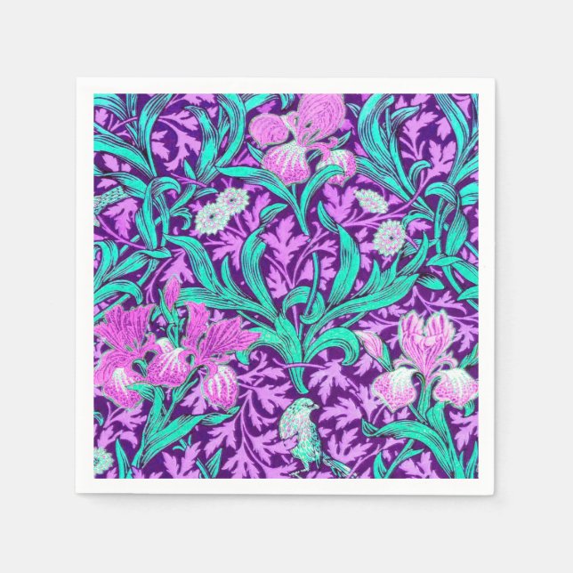 Guardanapo De Papel William Morris Irises, Ametista Roxo (Frente)