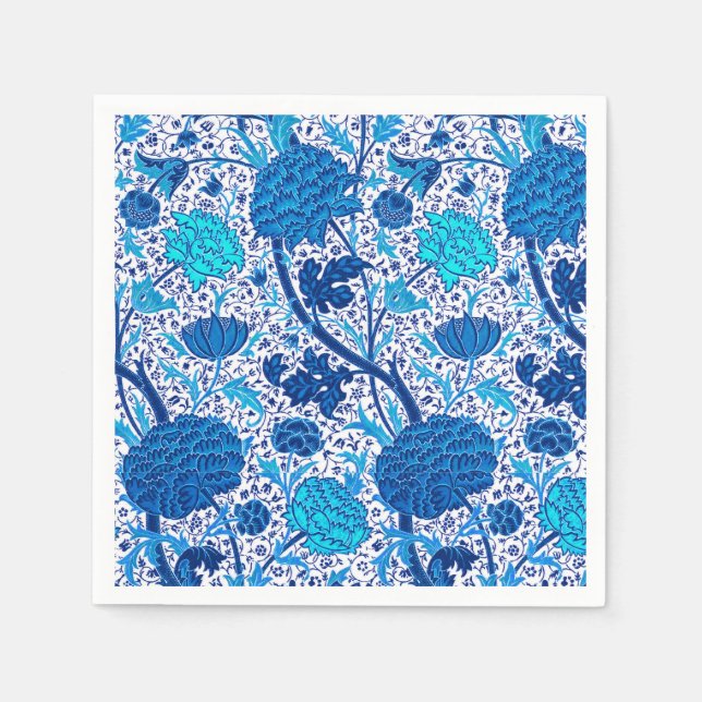 Guardanapo De Papel William Morris Jacobean Floral, Cobalt Blue (Frente)