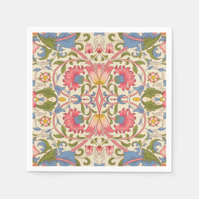 Guardanapo De Papel William Morris Lodden Padrão Floral Pastel  (Frente)
