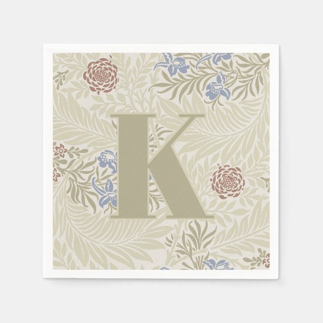 Guardanapo De Papel William Morris Lt Blue & Rust Larkspur Pattern (Frente)