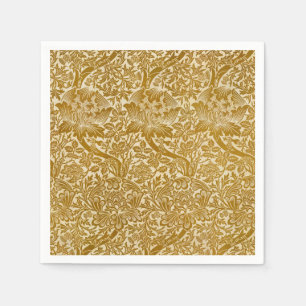 Guardanapo De Papel William Morris Rosa e Thistle Floral Ouro