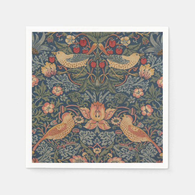 Guardanapo De Papel William Morris Strawberry Theves Birds (Frente)
