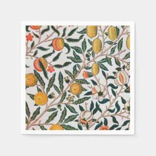 Guardanapo De Papel William Morris Vintage Frutas Romã Branco