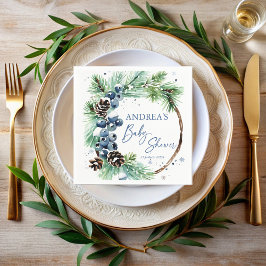 Guardanapo De Papel Winter baby shower pines wreath monogrammed