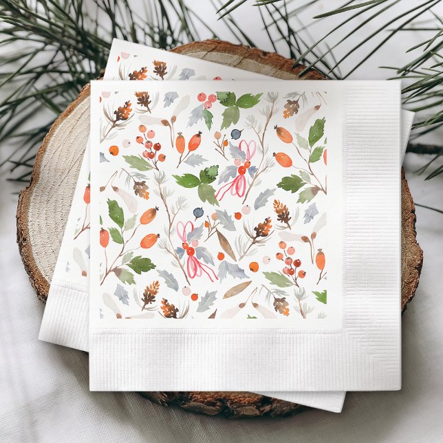 Guardanapo De Papel Winter Botanical Berries & Foliage Holiday  (Criador carregado)