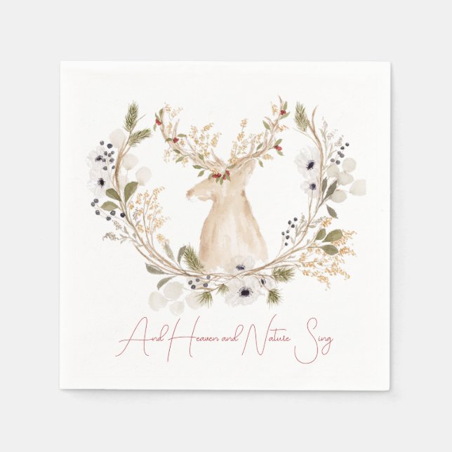 Guardanapo De Papel Winter Deer Wreath (Frente)