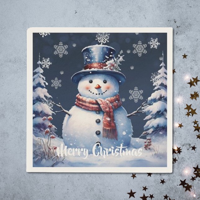 Guardanapo De Papel Winter Forest Snowman Natal (Winter Forest Snowman Christmas Napkins)