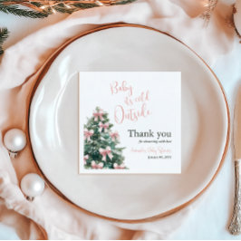 Guardanapo De Papel Winter It's Cold Outside Pink Bow Girl Baby Shower