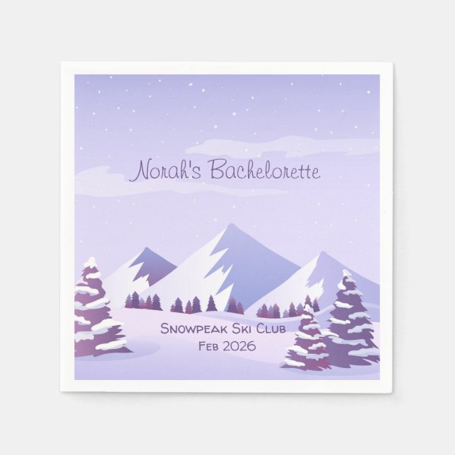 Guardanapo De Papel Winter Mountain Bachelorette Weekend Custom  (Frente)