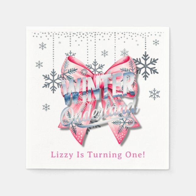 Guardanapo De Papel Winter Onderland Girl 1rua. Festa de aniversário (Frente)
