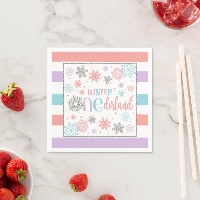 Guardanapo De Papel Winter ONE Derland Birthday Napkin - Girl - PPBS (Insitu)