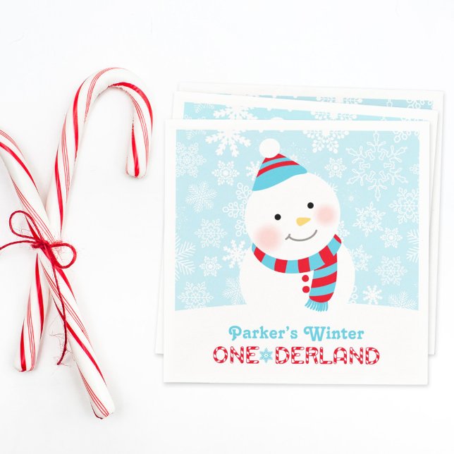 Guardanapo De Papel Winter ONE Derland Birthday Snowman Party (Festa d (Criador carregado)