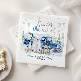 Guardanapo De Papel Winter Onederland Arctic Animal Boy 1st Birthday