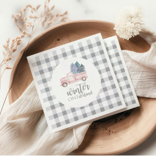 Guardanapo De Papel Winter Onederland First Birday - caminhão cor-de-