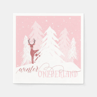 Guardanapo De Papel Winter Onederland First Birday Napkin Pink