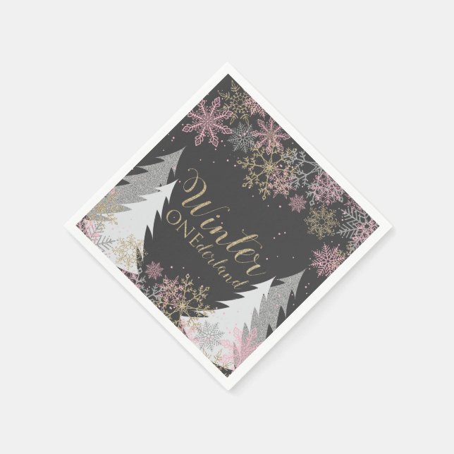 Guardanapo De Papel Winter Onederland Party Napkins primeiro aniversár (Canto)