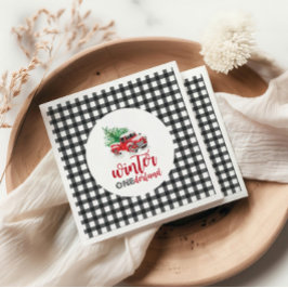 Guardanapo De Papel Winter Onederland Red Truck Primeiro Aniversário