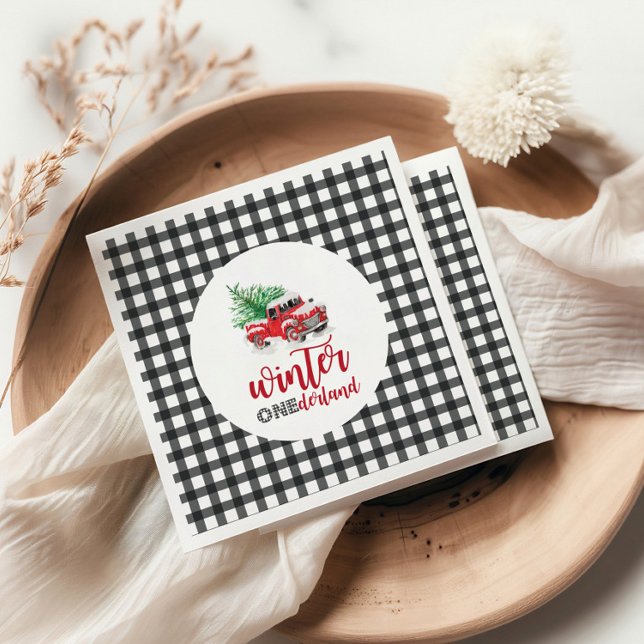 Guardanapo De Papel Winter Onederland Red Truck Primeiro Aniversário (Criador carregado)