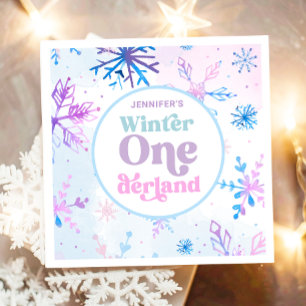 Guardanapo De Papel Winter Onederland Snowflakes Girl Snow Birday