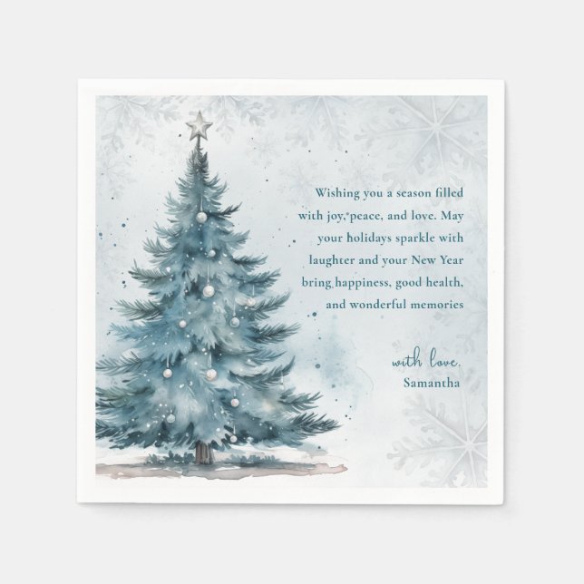Guardanapo De Papel Winter Wonderland Blue Tree Christmas Party (Frente)