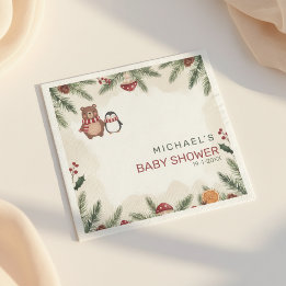 Guardanapo De Papel Winter Woodland Baby Shower Napkins