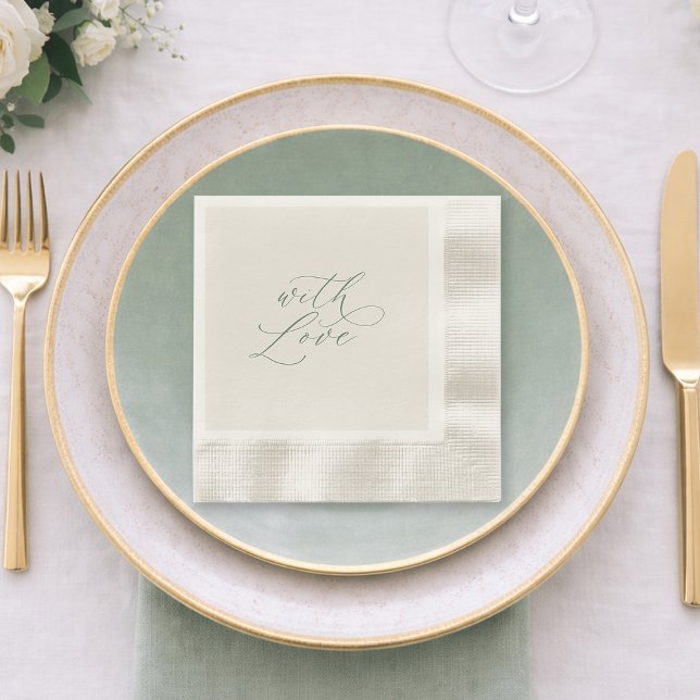 Guardanapo De Papel With Love Sage Green Wedding Napkins  (Criador carregado)