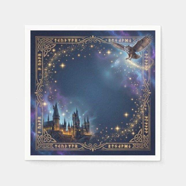 Guardanapo De Papel Wizards & Witches Birthday Magical Wizardry Party (Frente)