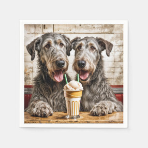 Guardanapo De Papel Wolfhound Irlandês Compartilhando um Milkshake