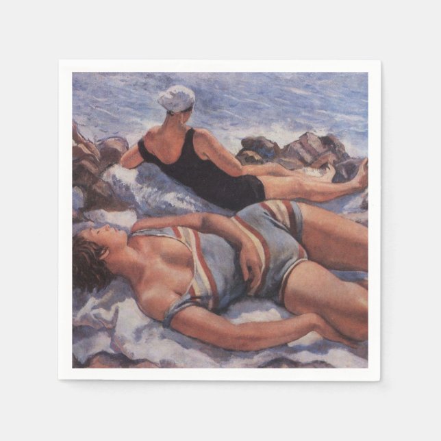 Guardanapo De Papel Women Sunbelt on the Beach (por Serebriakova) (Frente)