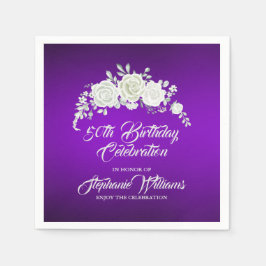Guardanapo De Papel Women's Vintage Purple White Rose 50th Birthday