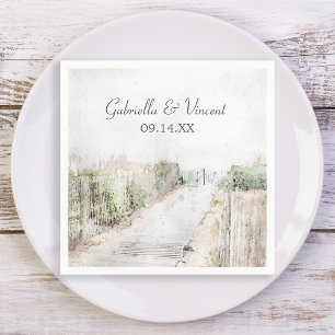 Guardanapo De Papel Wooden Boardwalk para o Casamento de Praia