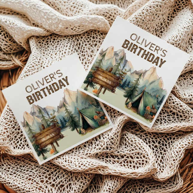 Guardanapo De Papel Woodland Adventure Camper Birthday Napkins (Criador carregado)