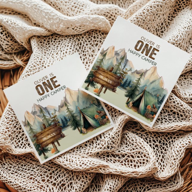 Guardanapo De Papel Woodland Adventure Camper Birthday Napkins (Criador carregado)