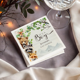 Guardanapo De Papel Woodland Animals It’s a Boy Baby Shower Napkins