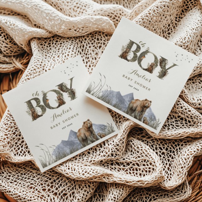 Guardanapo De Papel Woodland Bear Adventure Moss Green (Criador carregado)