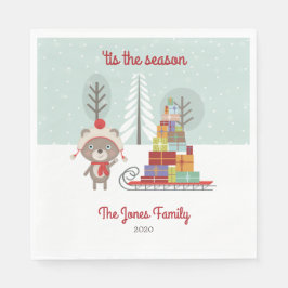 Guardanapo De Papel Woodland Bear Christmas