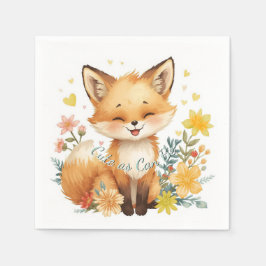 Guardanapo De Papel Woodland Birthday Fox Yellow Hearts Neutral Party