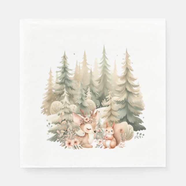Guardanapo De Papel Woodland Birthday Napkins (Frente)