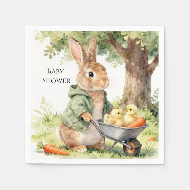 Guardanapo De Papel Woodland Bunny Baby Shower (Frente)
