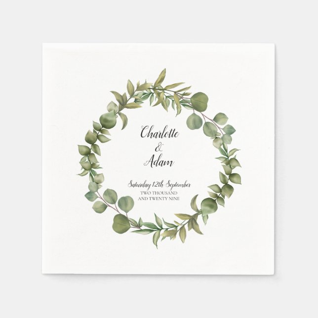 Guardanapo De Papel Woodland Eucalyptus Greenery Casamento (Frente)