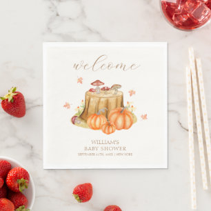 Guardanapo De Papel Woodland Fall Pumpkin Mushroom Chá de fraldas Bem-