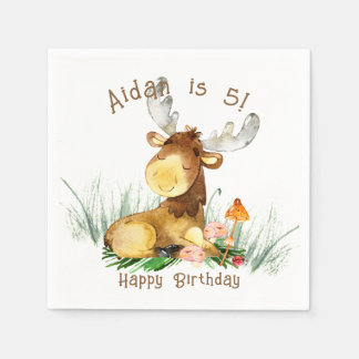 Guardanapo De Papel Woodland Forest Moose Cute Birthday