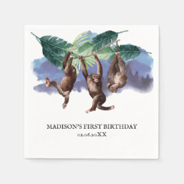 Guardanapo De Papel Woodland Monkey Birthday Personalizado