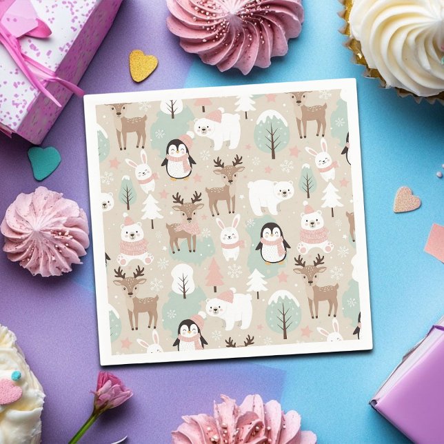 Guardanapo De Papel Woodland Whimsical Forest Animals Winter (Criador carregado)