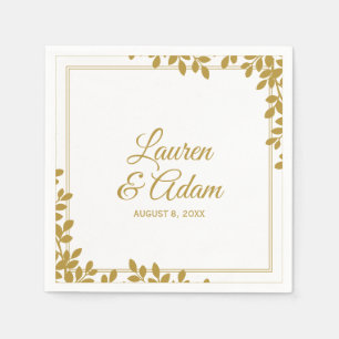 Guardanapo De Papel Woodsy Cocktail Napkins Quadro Folha (Dourado) L