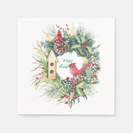 Guardanapo De Papel Wreath de Natal com Watercolor com Holly